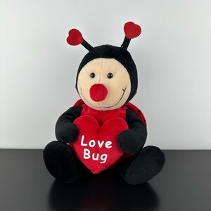 Russ Berrie Busby Lady Love Bug Ladybug 12” Red Black Heart Antennas Plush